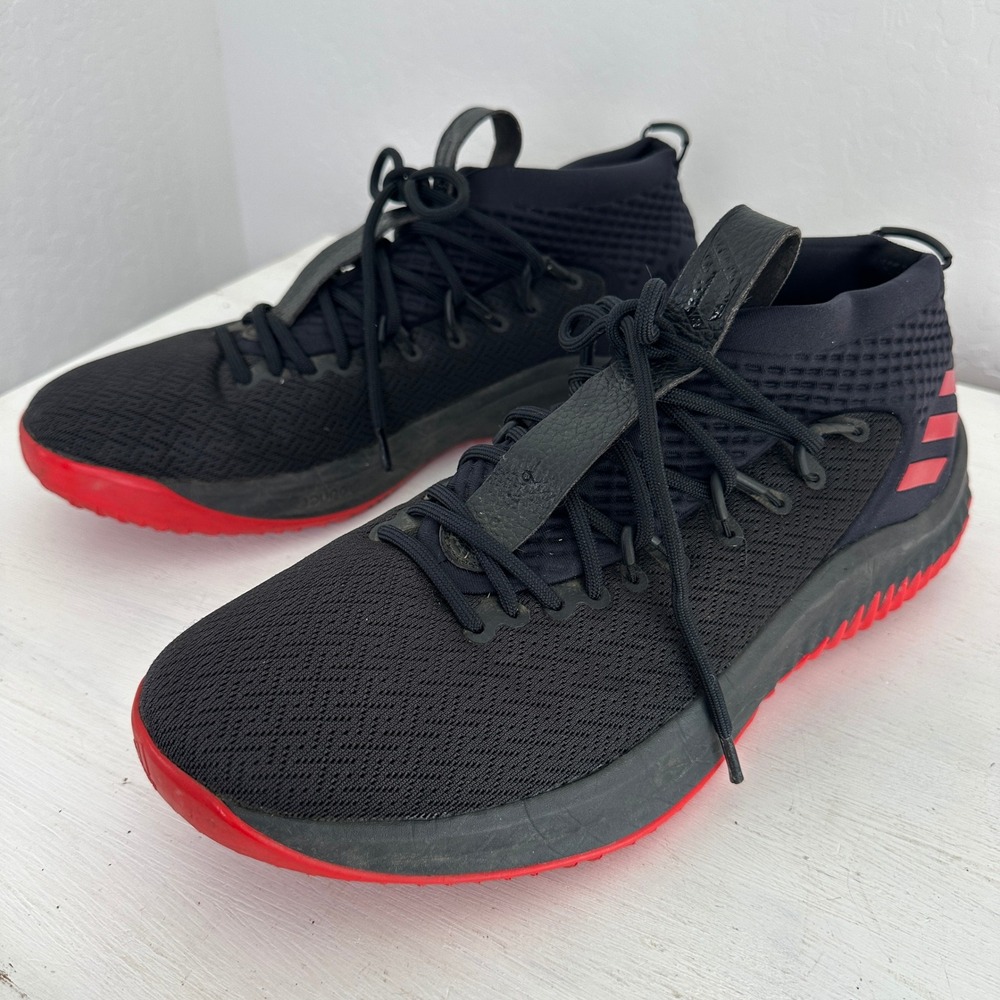 Adidas Basketball Shoes Mens 13 Dame 4 Black Red G54656 Athletic Sneakers
